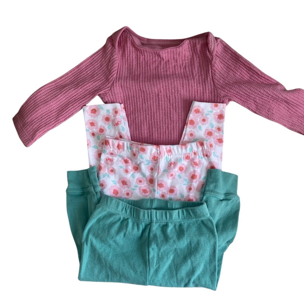 3-Piece Baby Girl Outfit Bundle Size 3–6M Long Sleeve Top & 2 Pants Set